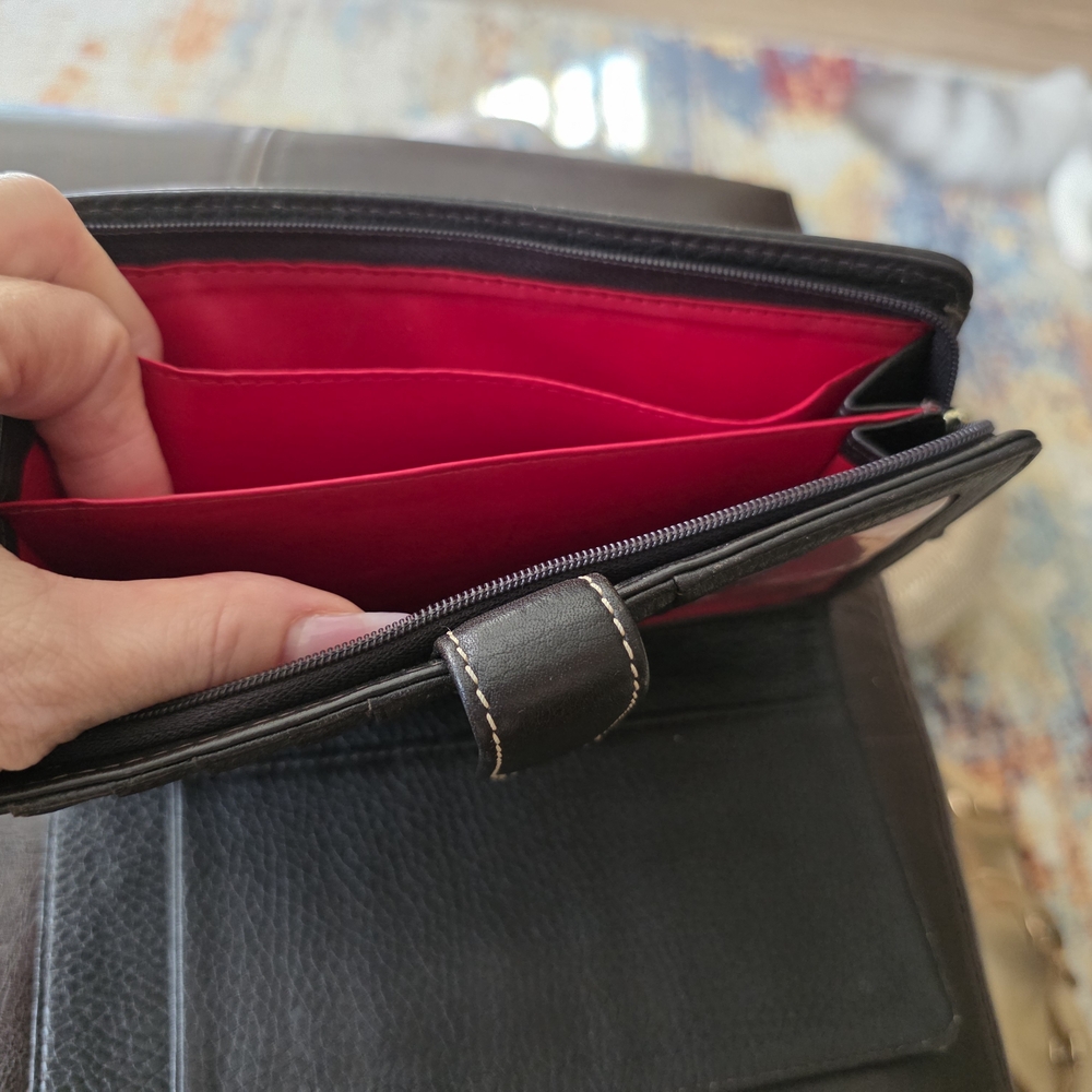 Dooney & Bourke Black Wallet with Red Interior